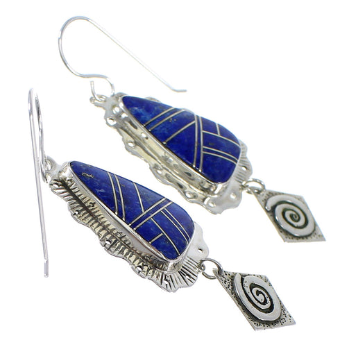 Lapis And Sterling Silver Hook Dangle Earrings AX51630